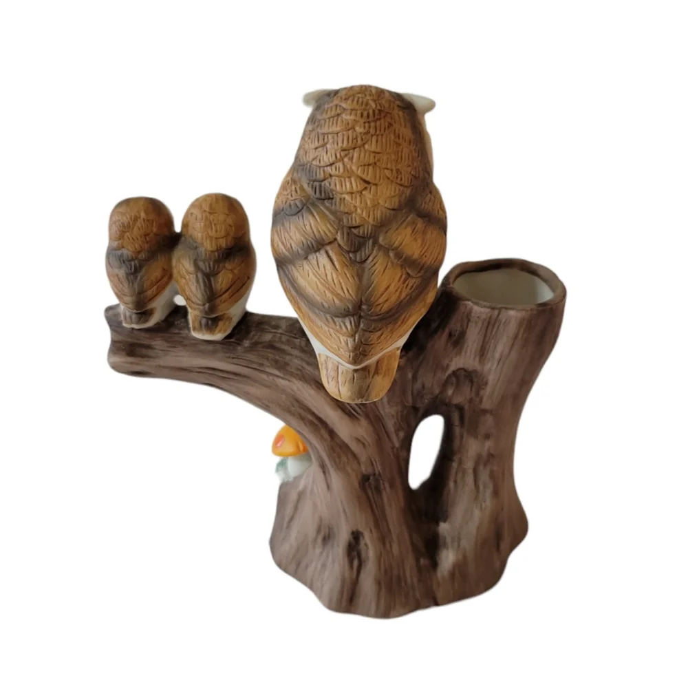 Vintage Ardco Owl Family on Tree Budvase